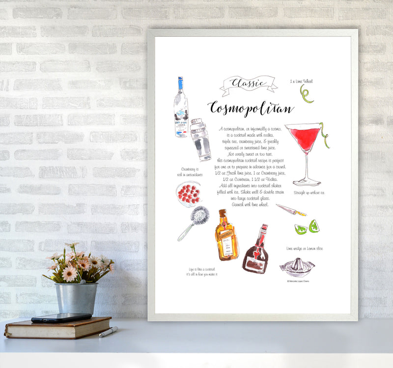 Cosmopolitan Cocktail Recipe, Kitchen Food & Drink Art Prints A1 Oak Frame