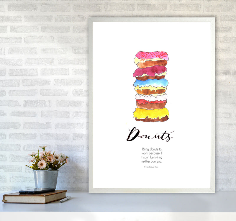Donuts to Work, Kitchen Food & Drink Art Prints A1 Oak Frame