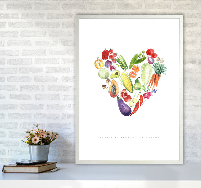 Fruit And Vegetables, Kitchen Food & Drink Art Prints A1 Oak Frame