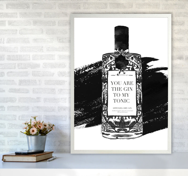Gin To My Tonic, Kitchen Food & Drink Art Prints A1 Oak Frame