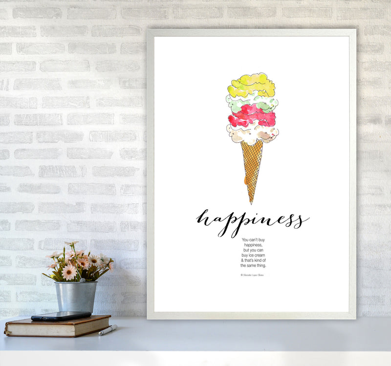 Ice Cream Happiness, Kitchen Food & Drink Art Prints A1 Oak Frame