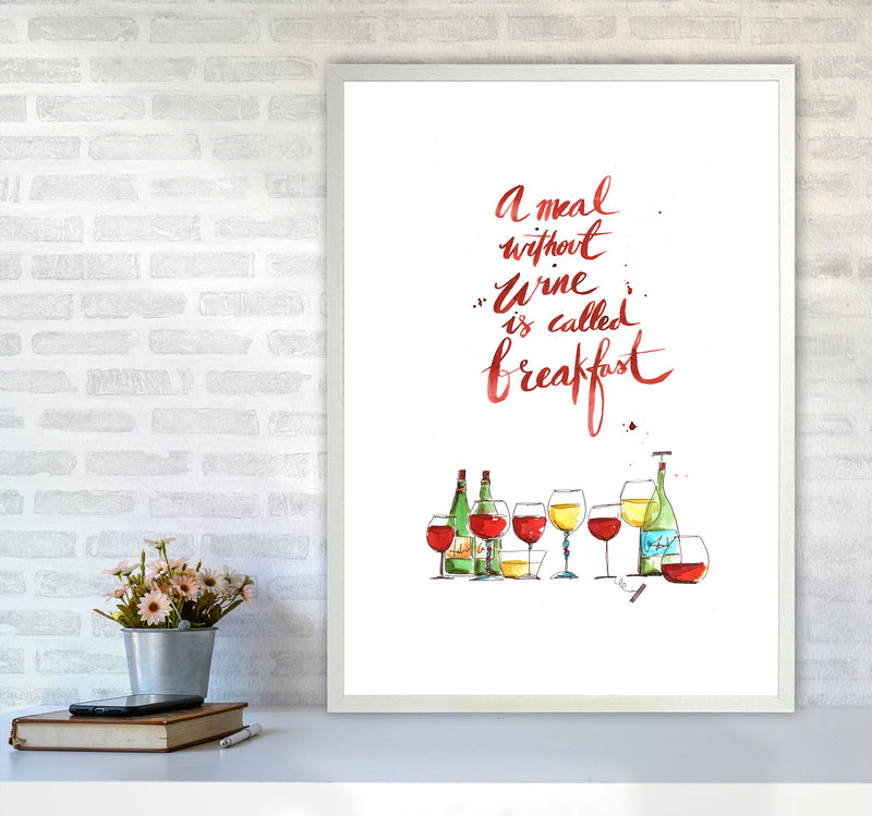 A Meal Without Wine, Kitchen Food & Drink Art Prints A1 Oak Frame