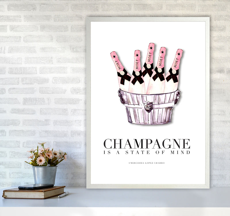 Moet Champagne Is A State Of Mind, Kitchen Food & Drink Art Prints A1 Oak Frame