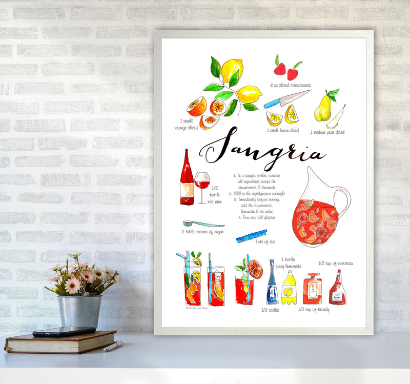 Sangria Ingredients Recipe, Kitchen Food & Drink Art Prints A1 Oak Frame