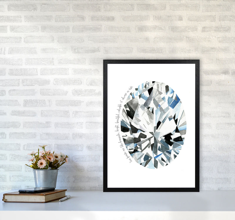 Oval Diamond Friends Inspirational Quote Modern Fashion Print A2 White Frame