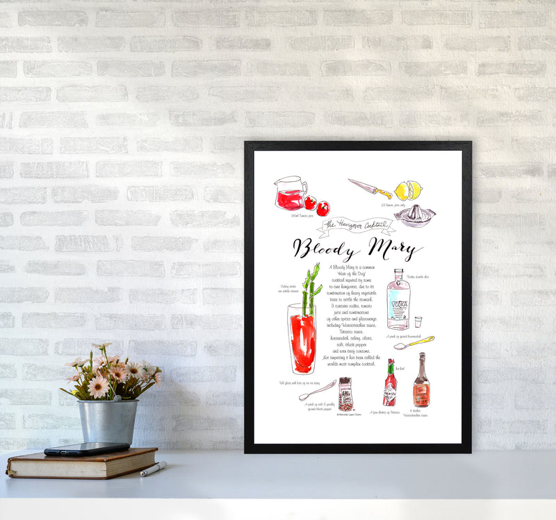 Bloody Mary Recipe, Kitchen Food & Drink Art Prints A2 White Frame