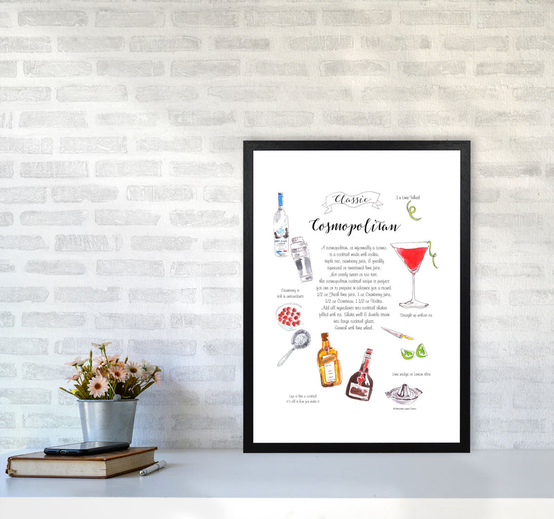 Cosmopolitan Cocktail Recipe, Kitchen Food & Drink Art Prints A2 White Frame