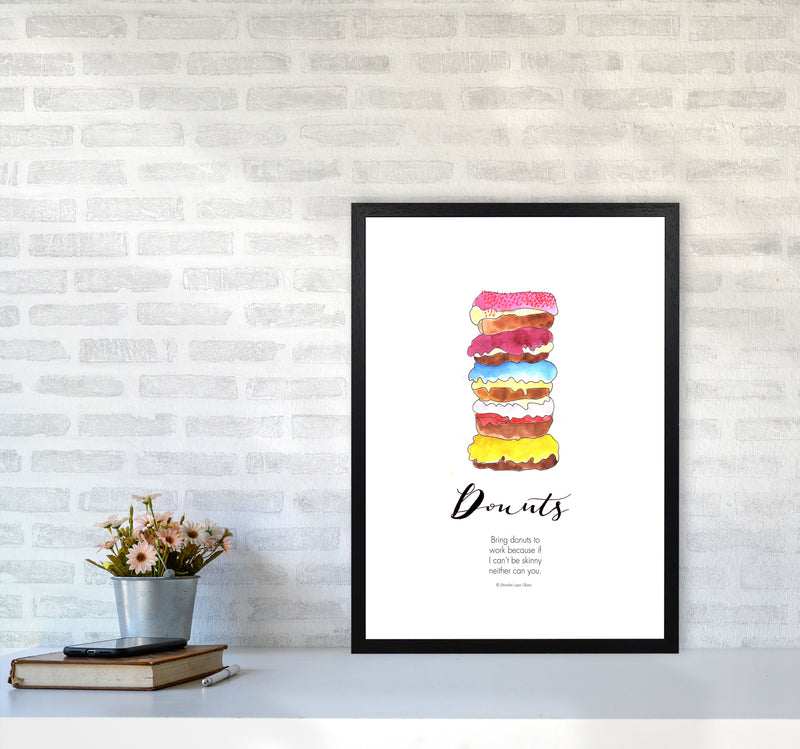 Donuts to Work, Kitchen Food & Drink Art Prints A2 White Frame
