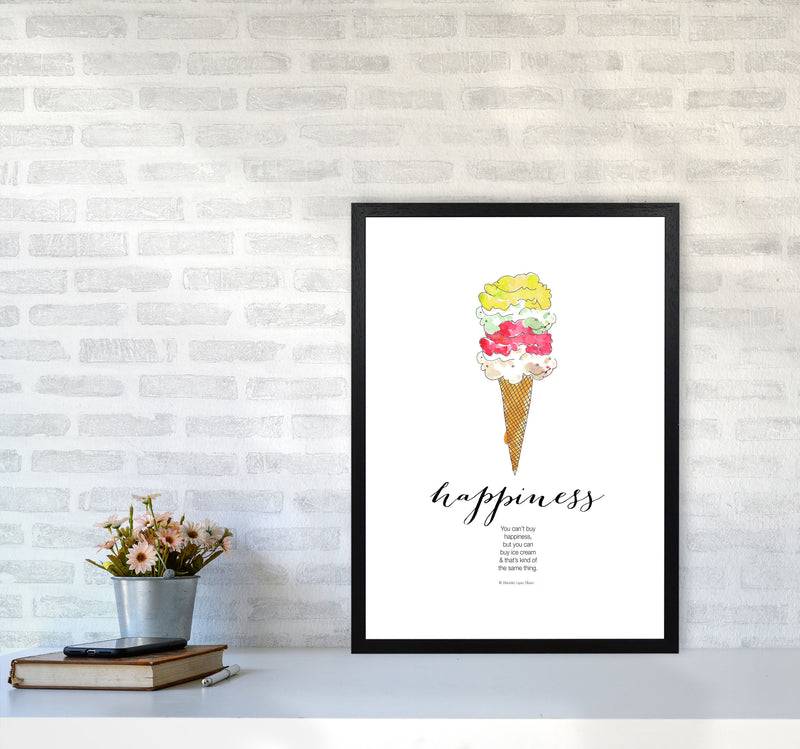 Ice Cream Happiness, Kitchen Food & Drink Art Prints A2 White Frame