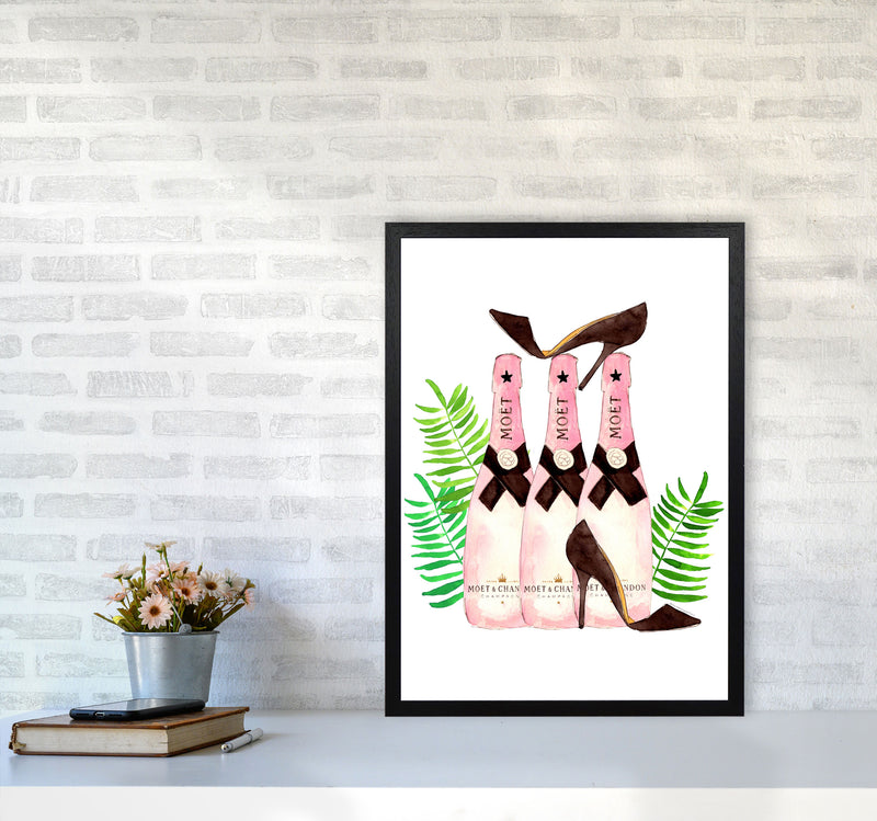 Moet And Heels, Kitchen Food & Drink Art Prints A2 White Frame
