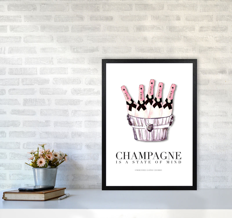 Moet Champagne Is A State Of Mind, Kitchen Food & Drink Art Prints A2 White Frame