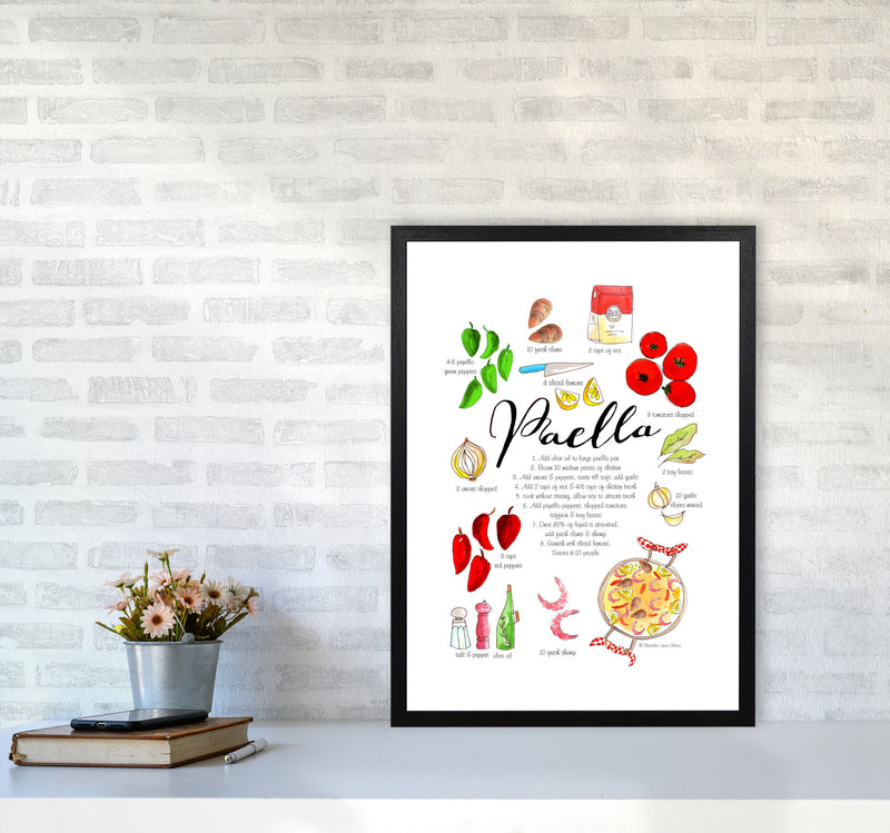 Paella Ingredients Recipe, Kitchen Food & Drink Art Prints A2 White Frame