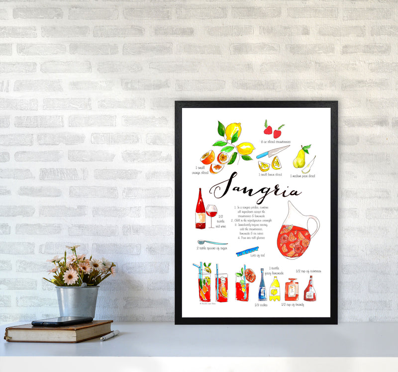 Sangria Ingredients Recipe, Kitchen Food & Drink Art Prints A2 White Frame