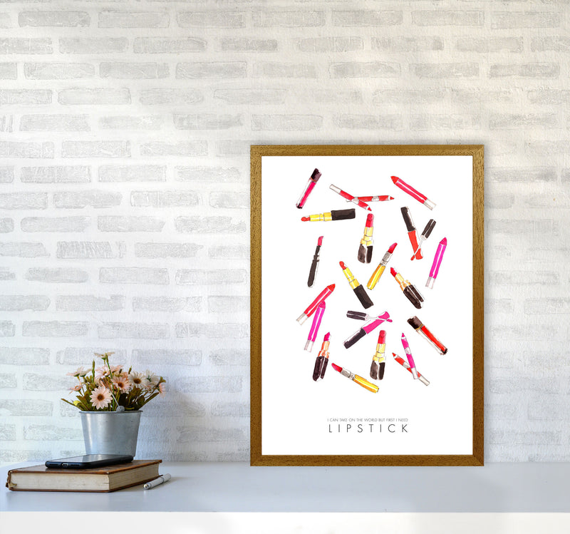I Can Take On The World But First I Need Lipstick Modern Fashion Print A2 Print Only