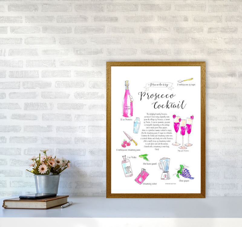 Strawberry Prosecco Cocktail Recipe, Kitchen Food & Drink Art Prints A2 Print Only