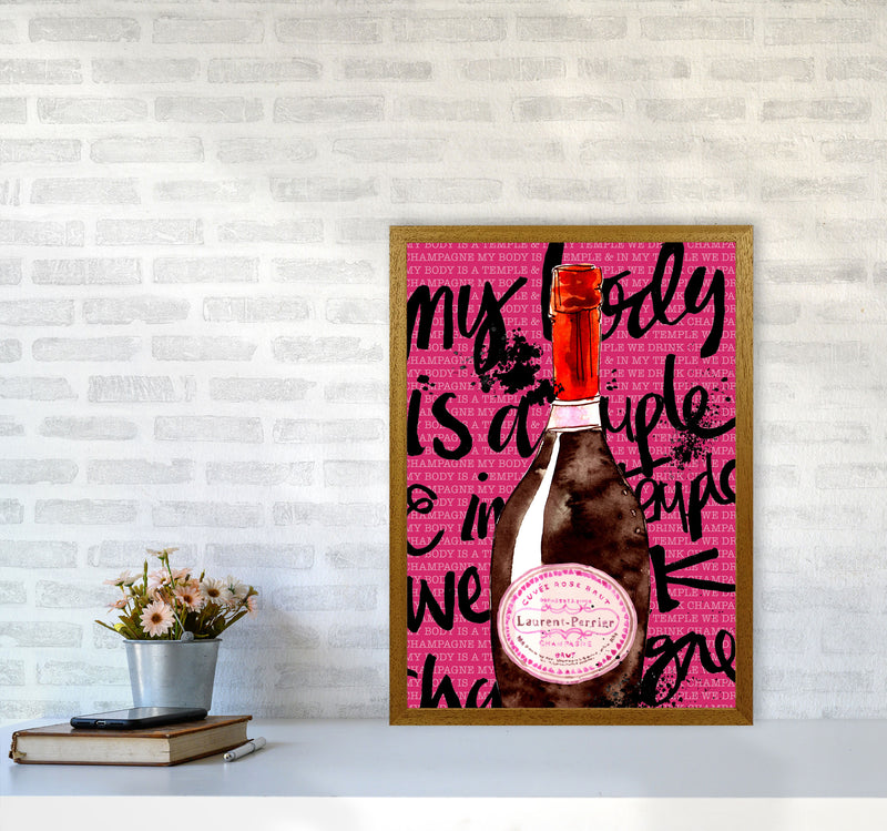 My Body Is A Temple Champagne, Kitchen Food & Drink Art Prints A2 Print Only