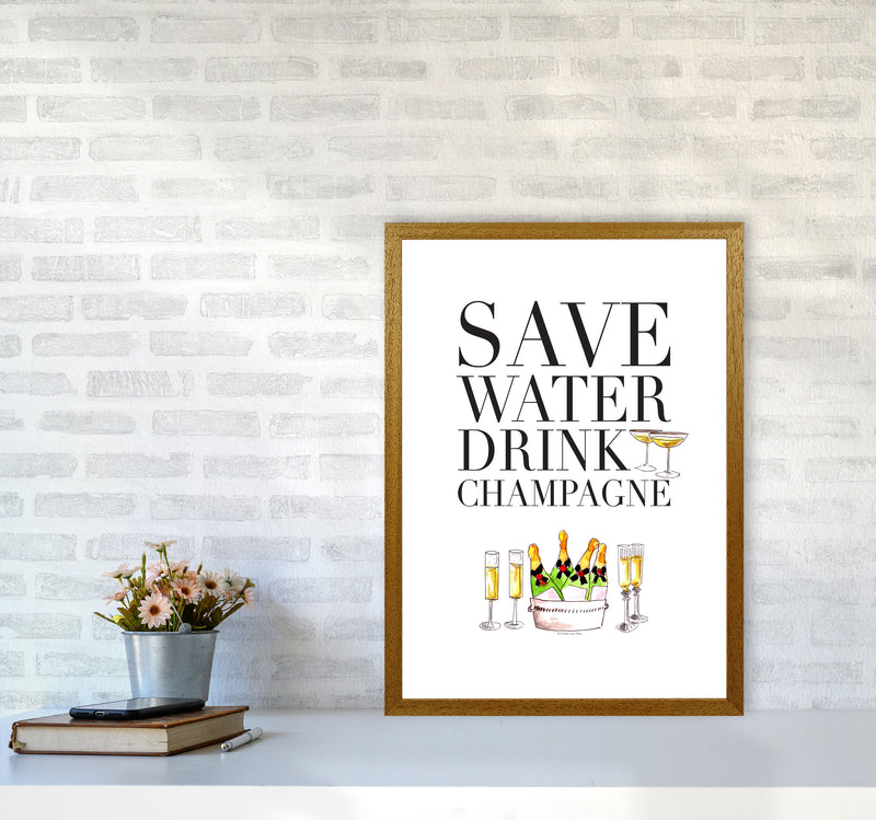 Save Water Drink Champagne, Kitchen Food & Drink Art Prints A2 Print Only