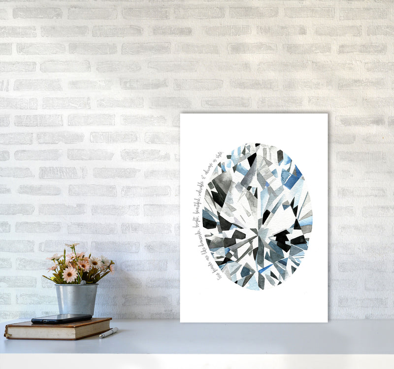 Oval Diamond Friends Inspirational Quote Modern Fashion Print A2 Black Frame