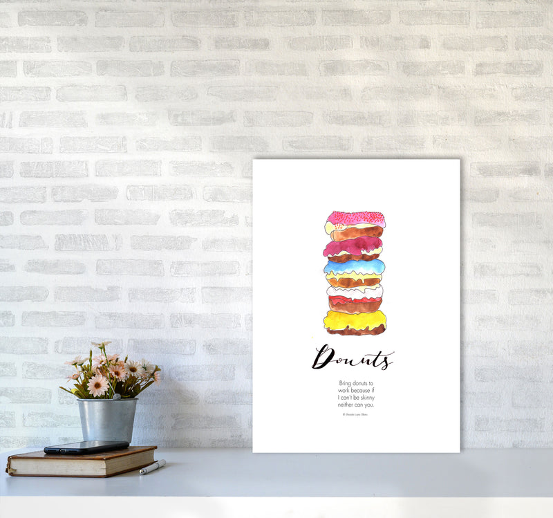 Donuts to Work, Kitchen Food & Drink Art Prints A2 Black Frame