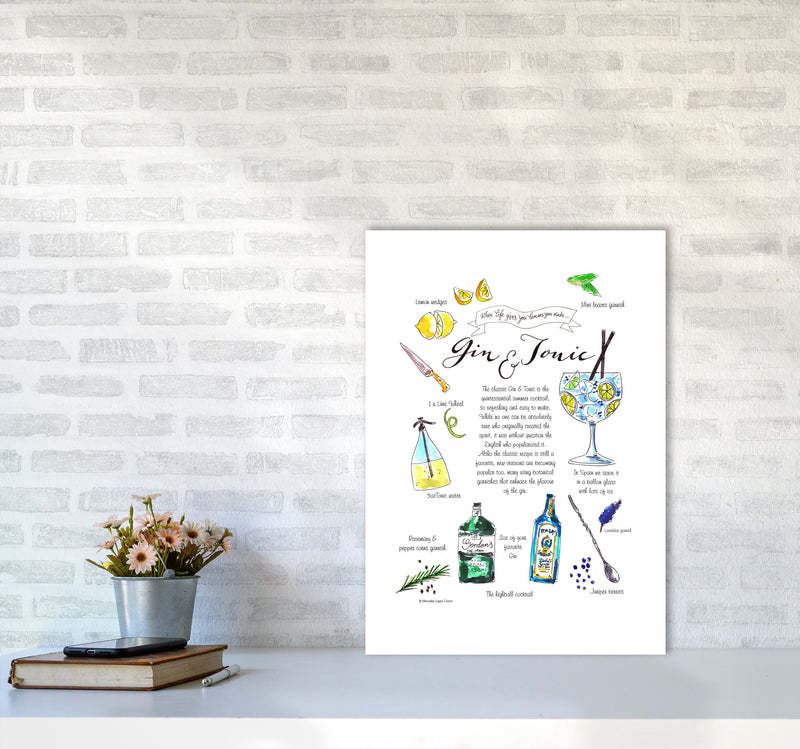Gin And Tonic Recipe, Kitchen Food & Drink Art Prints A2 Black Frame