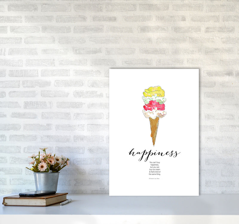 Ice Cream Happiness, Kitchen Food & Drink Art Prints A2 Black Frame