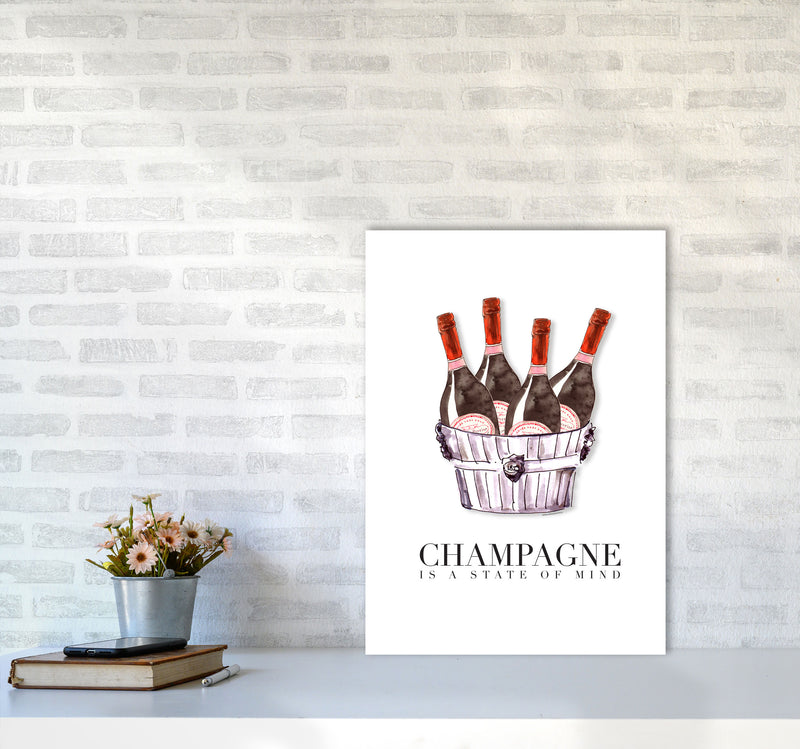 Champagne Is A State Of Mind, Kitchen Food & Drink Art Prints A2 Black Frame