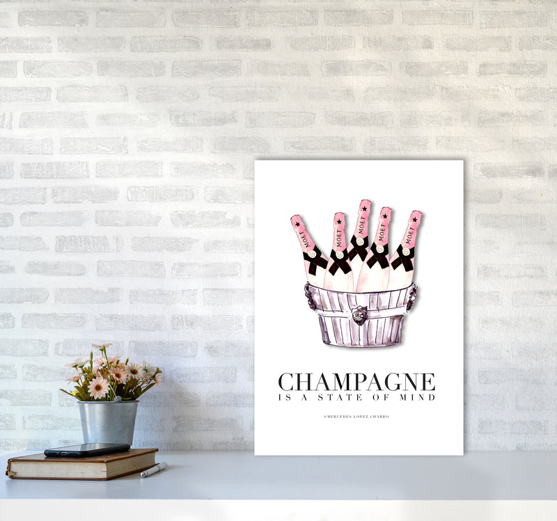 Moet Champagne Is A State Of Mind, Kitchen Food & Drink Art Prints A2 Black Frame