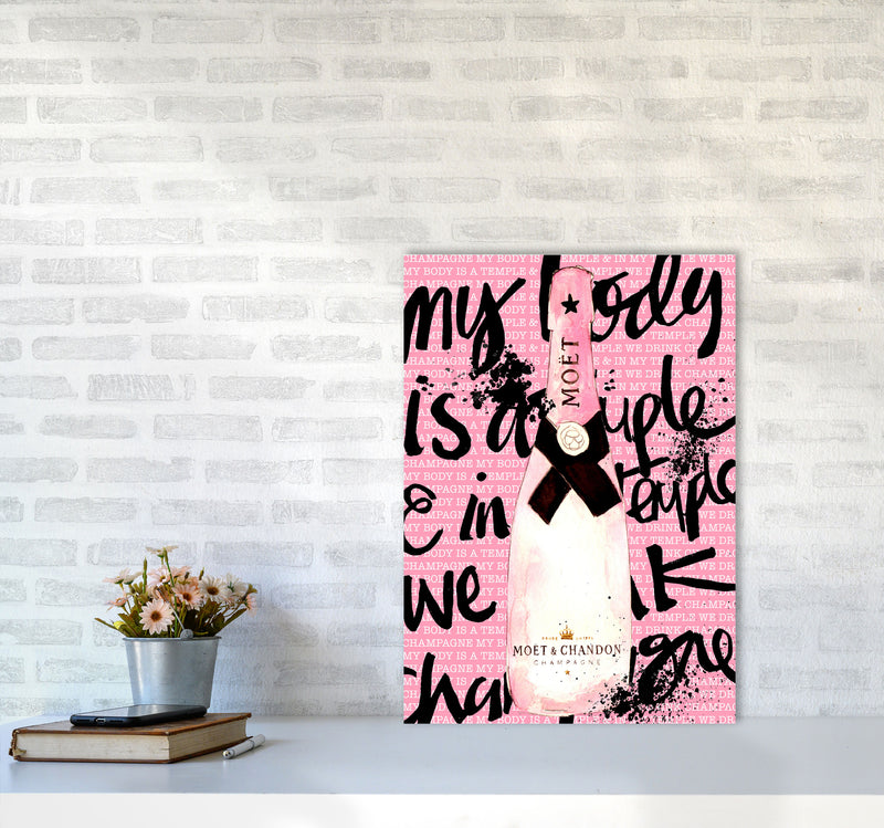 My Body Is A Temple Moet, Kitchen Food & Drink Art Prints A2 Black Frame