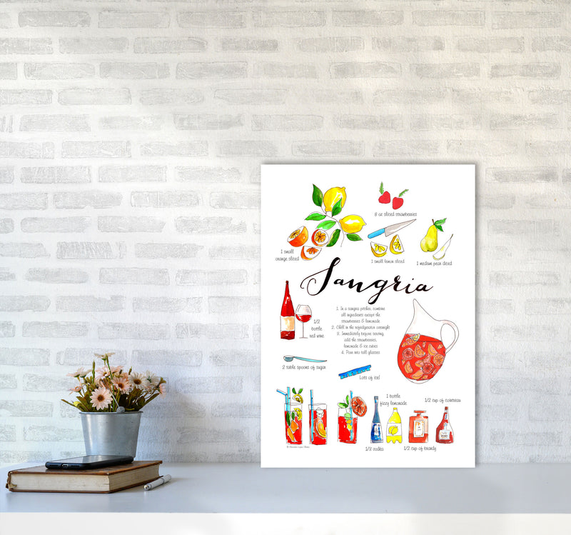 Sangria Ingredients Recipe, Kitchen Food & Drink Art Prints A2 Black Frame