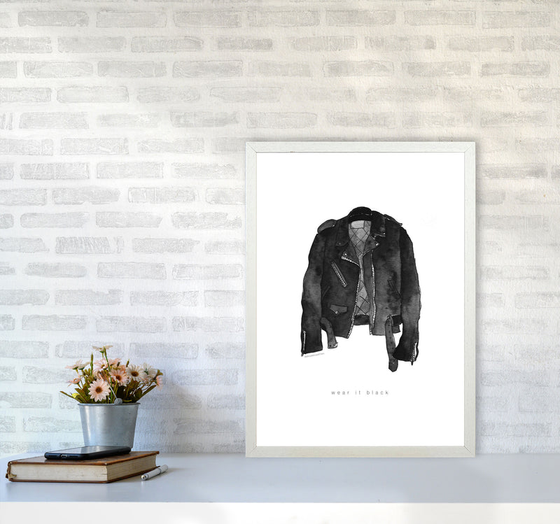 Wear It Black Leather Jacket Modern Fashion Print A2 Oak Frame