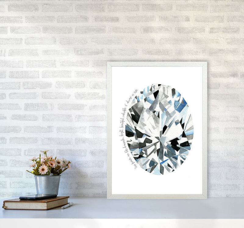Oval Diamond Friends Inspirational Quote Modern Fashion Print A2 Oak Frame