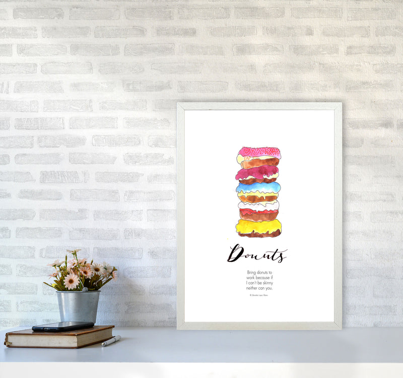 Donuts to Work, Kitchen Food & Drink Art Prints A2 Oak Frame