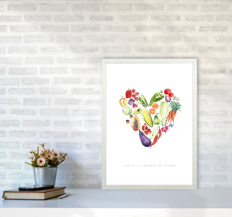 Fruit And Vegetables, Kitchen Food & Drink Art Prints A2 Oak Frame