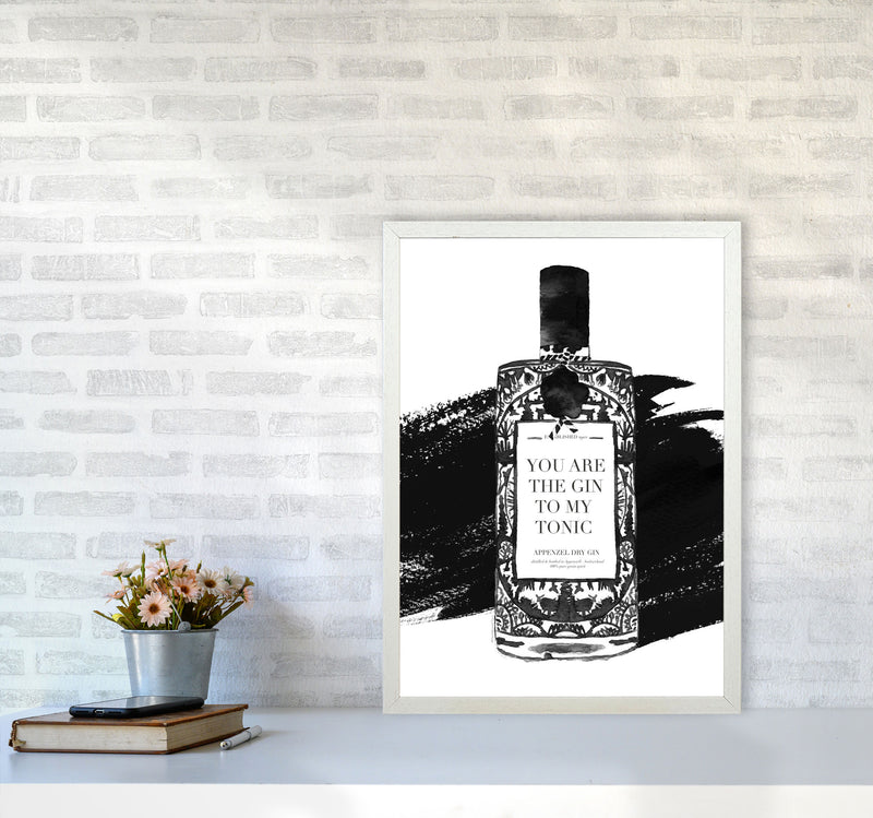Gin To My Tonic, Kitchen Food & Drink Art Prints A2 Oak Frame