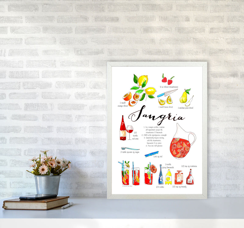 Sangria Ingredients Recipe, Kitchen Food & Drink Art Prints A2 Oak Frame
