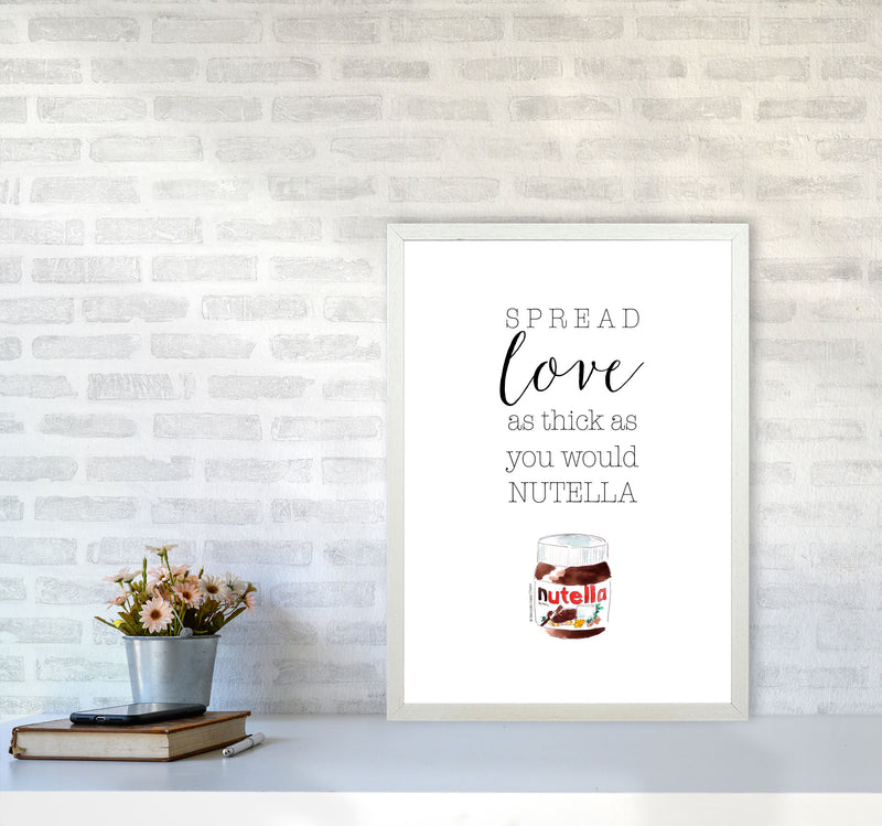 Spread Love Like Nutella, Kitchen Food & Drink Art Prints A2 Oak Frame