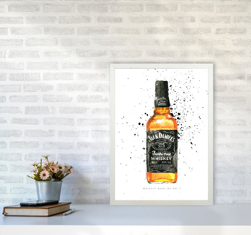 The Whiskey Made Me do It, Kitchen Food & Drink Art Prints A2 Oak Frame