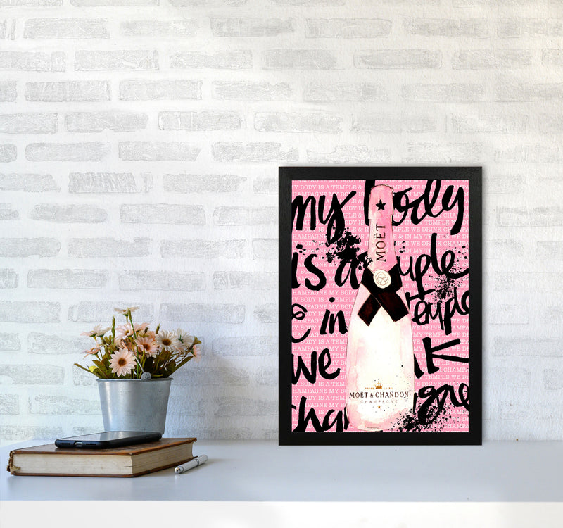 My Body Is A Temple Moet, Kitchen Food & Drink Art Prints A3 White Frame