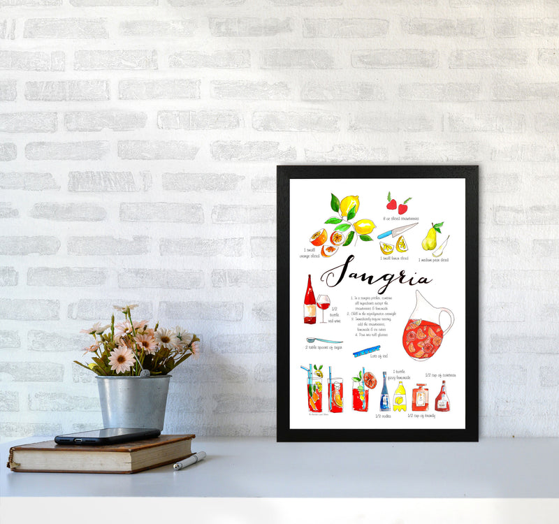 Sangria Ingredients Recipe, Kitchen Food & Drink Art Prints A3 White Frame