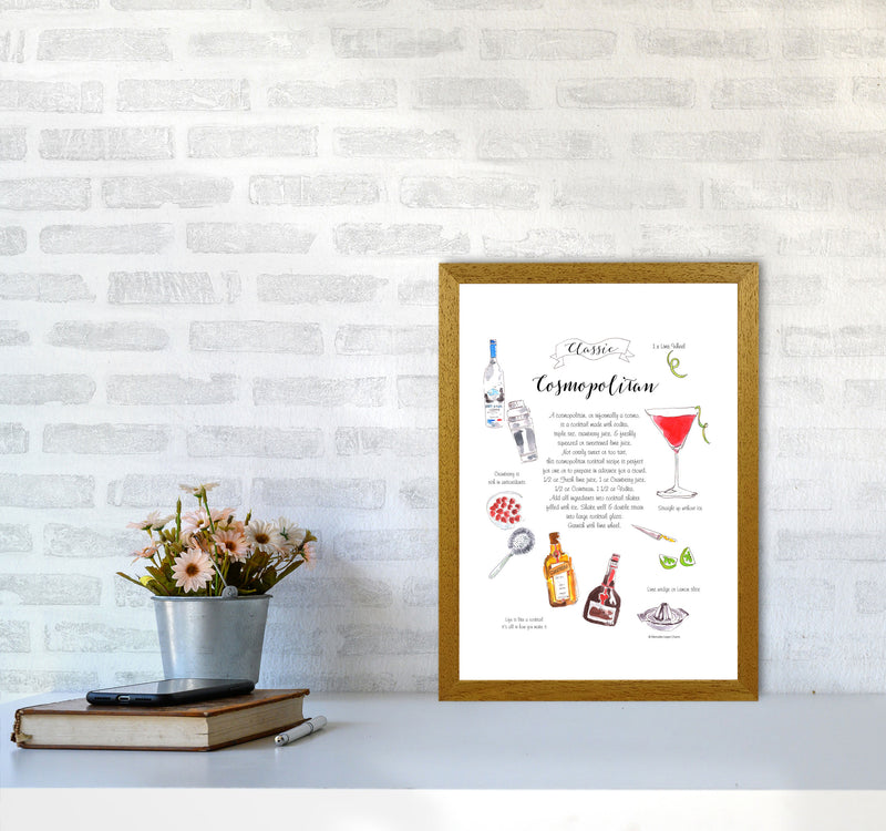 Cosmopolitan Cocktail Recipe, Kitchen Food & Drink Art Prints A3 Print Only