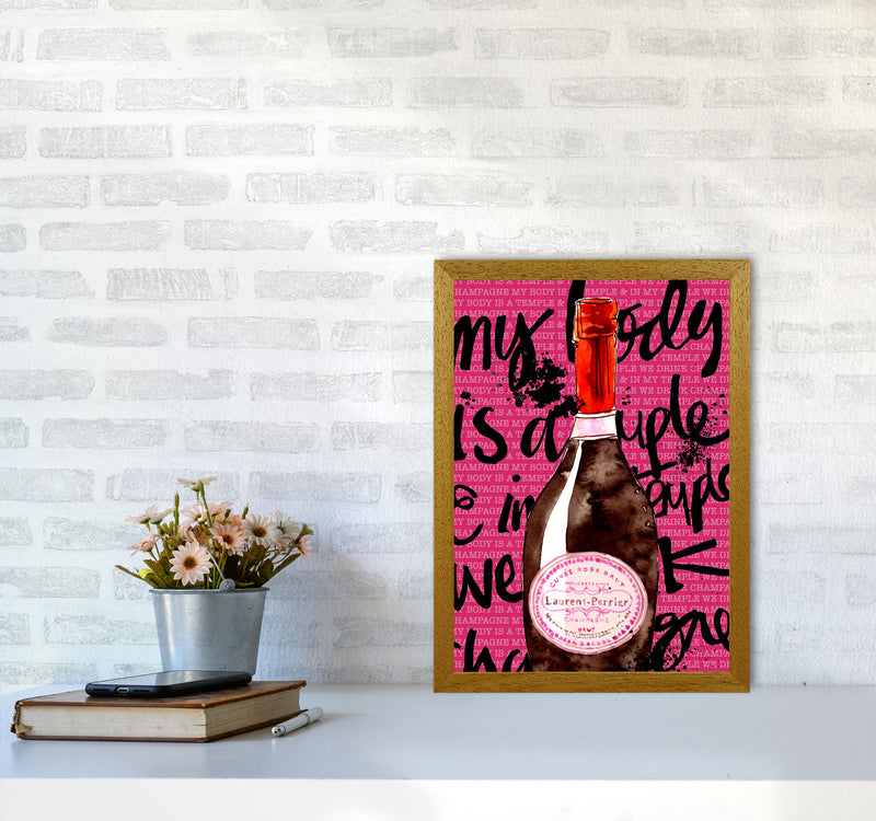My Body Is A Temple Champagne, Kitchen Food & Drink Art Prints A3 Print Only