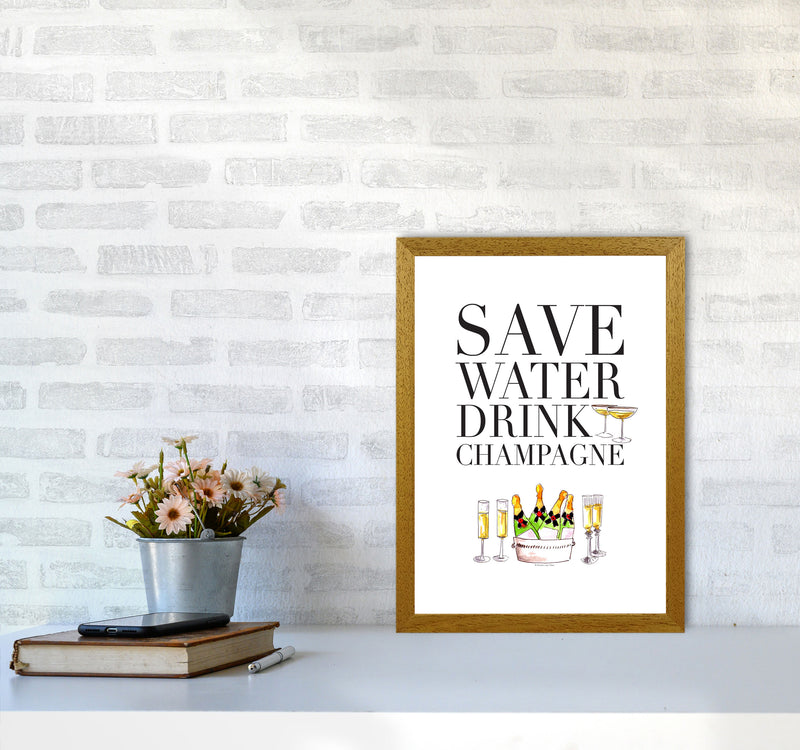 Save Water Drink Champagne, Kitchen Food & Drink Art Prints A3 Print Only