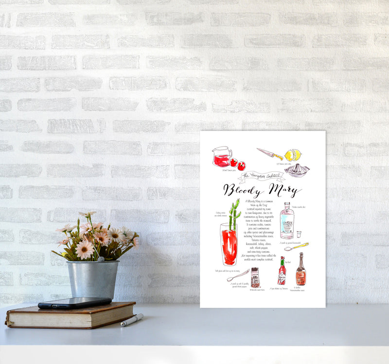 Bloody Mary Recipe, Kitchen Food & Drink Art Prints A3 Black Frame