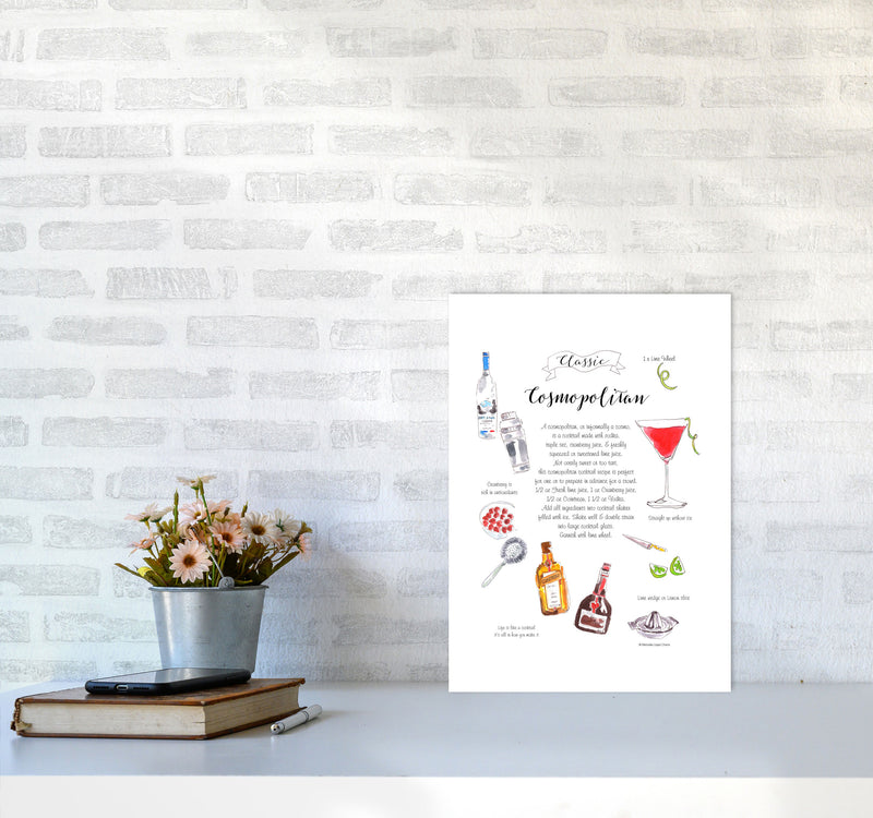 Cosmopolitan Cocktail Recipe, Kitchen Food & Drink Art Prints A3 Black Frame