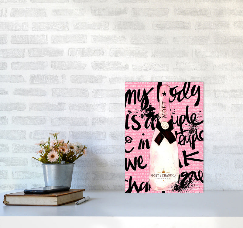 My Body Is A Temple Moet, Kitchen Food & Drink Art Prints A3 Black Frame