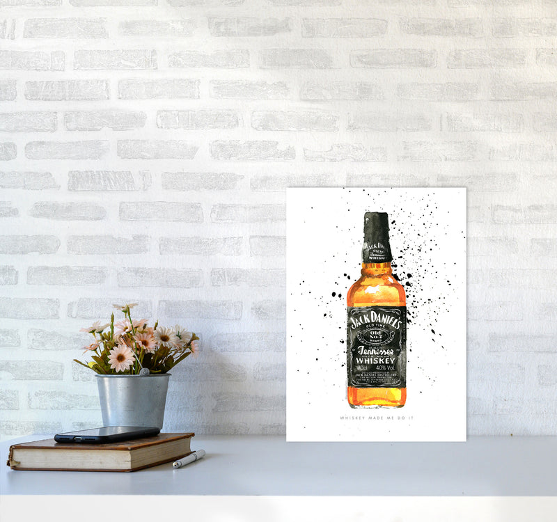 The Whiskey Made Me do It, Kitchen Food & Drink Art Prints A3 Black Frame