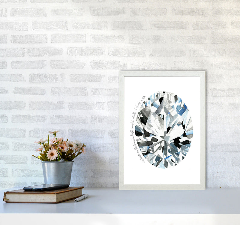 Oval Diamond Friends Inspirational Quote Modern Fashion Print A3 Oak Frame