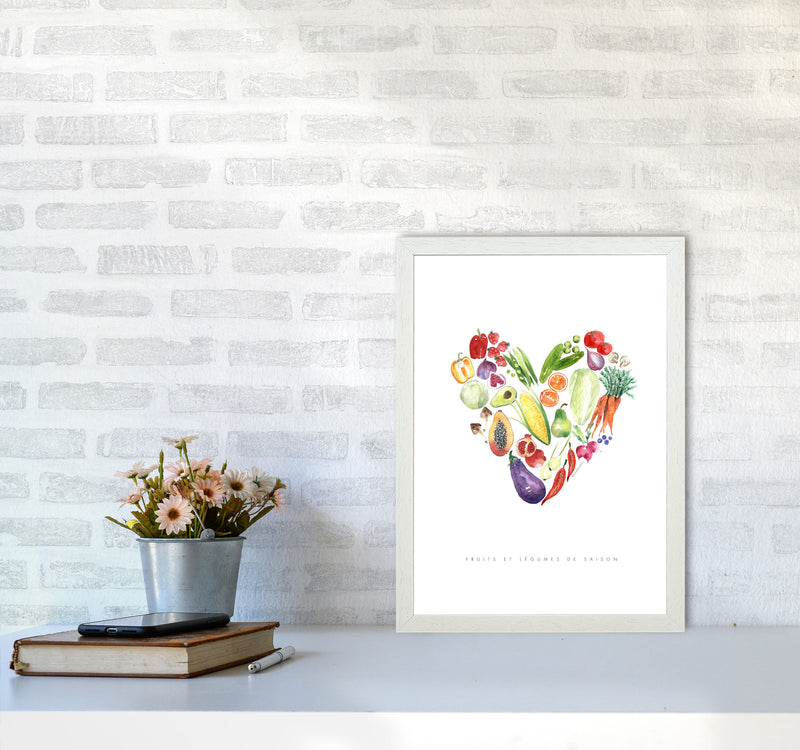 Fruit And Vegetables, Kitchen Food & Drink Art Prints A3 Oak Frame