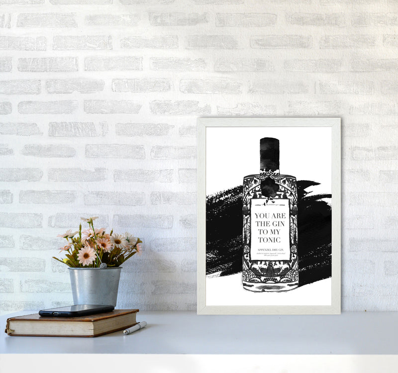 Gin To My Tonic, Kitchen Food & Drink Art Prints A3 Oak Frame