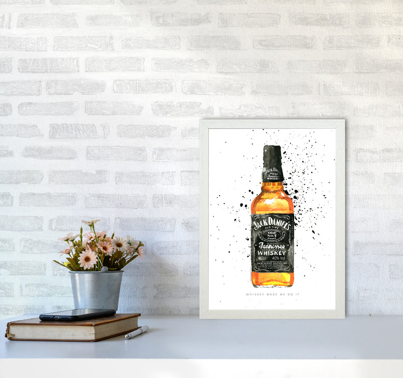 The Whiskey Made Me do It, Kitchen Food & Drink Art Prints A3 Oak Frame